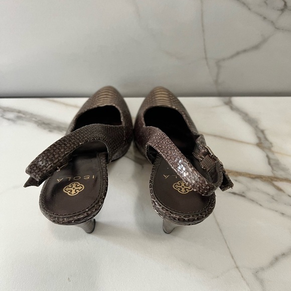 Isola brown (faux) snake skin sling back heal. Size 6.5. 3 inch heel. - Picture 4 of 4